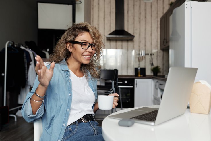 Woman talking on a video conference